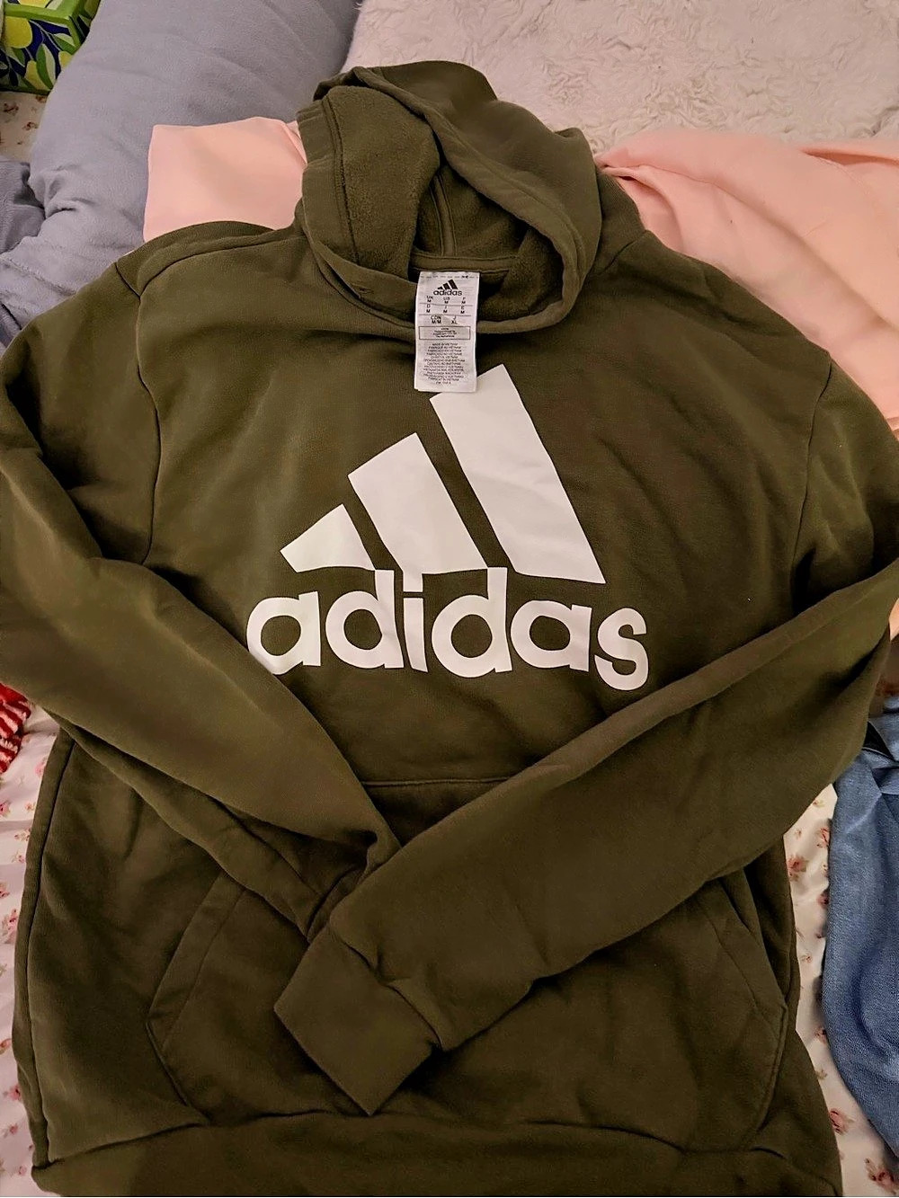 adidas Essentials Fleece Big Logo Hoodie Men's Green Medium